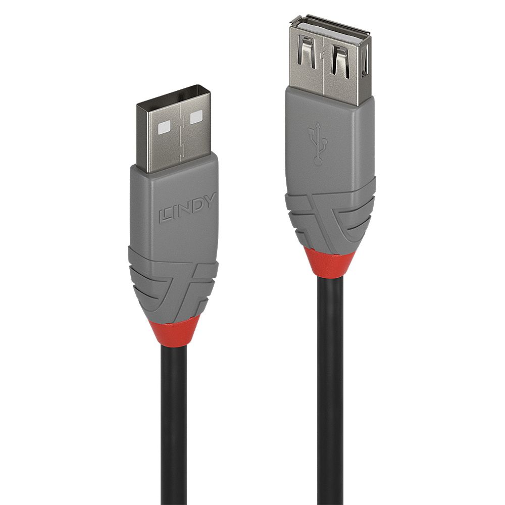 Lindy 36703 USB-kabel USB 2.0 2 m USB A 0,48 Gbit/s Zwart, Grijs