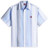 Tommy Hilfiger Tommy Jeans TJM Rlx Stripe Ss Sh Overhemd Blauw L