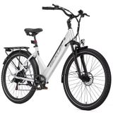 Vélo électrique de ville - V28 - roues 71 cm - moteur roue arrière 250W - batterie 36V 14,5Ah - 7 vitesses - autonomie jusqu'à 75 km - Argent cristal