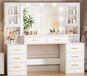Wan GmbH Table de coiffure avec éclairage - Miroir de table de maquillage - Beau maquillage - Luminosité réglable - 140 cm de longueur - Blanc