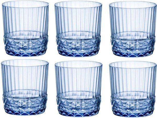Bormioli Rocco America 20's Waterglazen - Blauw - 6 Stuks - 300ml