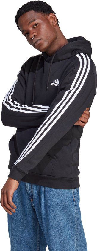 adidas Sportswear Essentials Fleece 3-Stripes Hoodie - Men - Black - XL