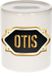Bellatio Decorations Shoppartners Bv Spaarpot met voornaam Otis - wit - met goud/zwart embleem - 8 x 9 cm - keramiek - met afsluitdop - cadeau verjaardag
