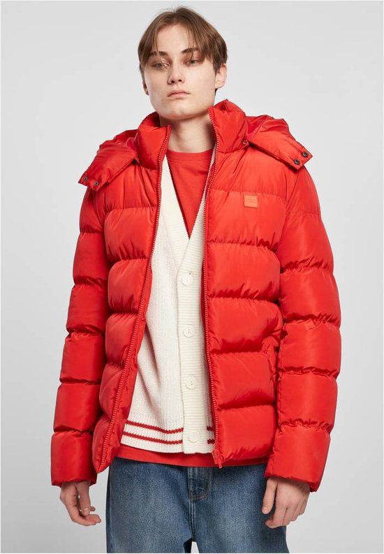 Urban Classics Hooded Gewatteerd Puffer Jack - Rood - XL - Heren