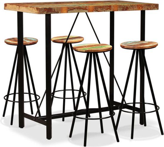 vidaXL Barset - massief gerecycled hout - 5-delig