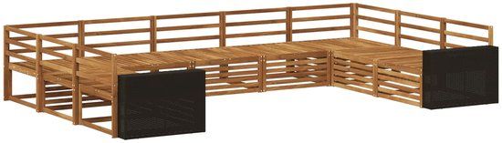 vidaXL Hoek loungeset 9-delig Naturel Massief Acacia Hout