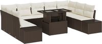 vidaXL Tuinbank Set 10-delig Bruin Polyrattan