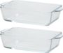 Cosy&Trendy Rechthoekige glazen ovenschaal - 2 stuks - 500 ml - Transparant