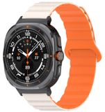 Wigento Samsung Galaxy Watch Ultra 47mm: siliconen band met stippenpatroon en magnetische sluiting, beige/oranje