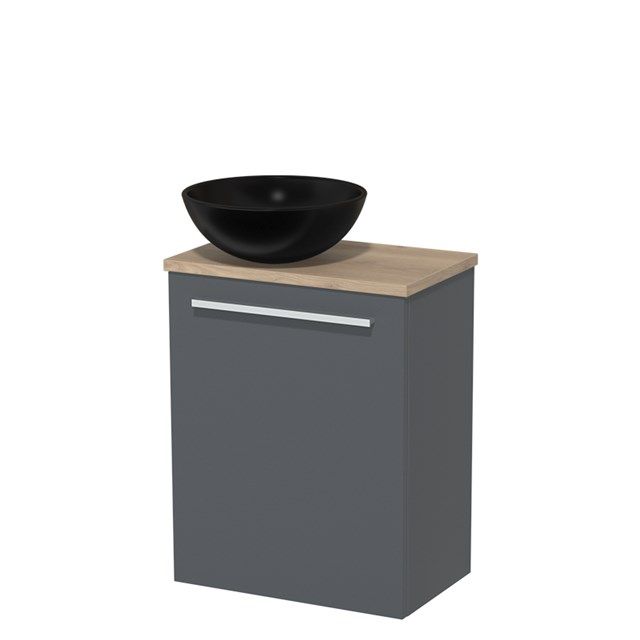 Maxaro Modulo Toiletmeubel - 41 cm - Donkergrijs - Lichtbruin Eiken
