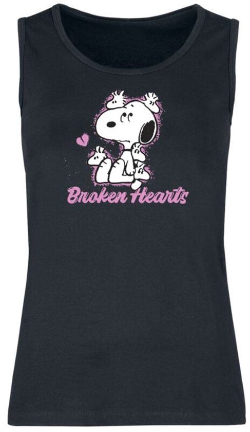 Peanuts Snoopy - Broken Hearts Dames Tanktop - Zwart - XL