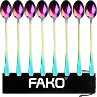 Fako Bijoux® - 8 Long Drink Lepels - Regenboog - RVS