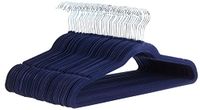 Amazon Basics Slanke, fluwelen, antislip kledinghangers voor pakken, marinelauw/zilver, 50 stuks