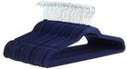 Amazon Basics Slanke, fluwelen, antislip kledinghangers voor pakken, marinelauw/zilver, 50 stuks