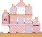 Stapelhuis rose - Jeu de construction et d'empilage créatif en bois de haute qualité - 18 blocs de construction différents - Enfants à partir de 12 mois