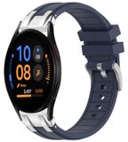 Wigento Samsung Galaxy Watch FE 40mm: siliconen horlogeband met snelsluiting, zilveren gesp, vervanging, donkerblauw