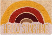 Merkloos Relaxdays deurmat hello sunshine - 40 x 60 cm - kokos - antislip - weerbestendig - kleurrijk