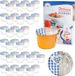 MamboCat Set van 40 weckpotten, 230 ml, inclusief twist-off-deksel, houten hart, blauw geruit + gratis receptenboekje
