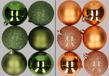 Merkloos / Sans marque Billiet - Vanlaere 12x stuks kunststof kerstballen mix van appelgroen en koper 8 cm
