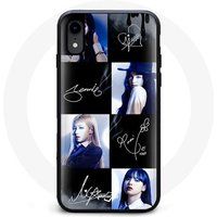 Maniacase Etui voor iPhone XS Zwartroze Handtekening Foto Jennie Jisoo Lisa Rose