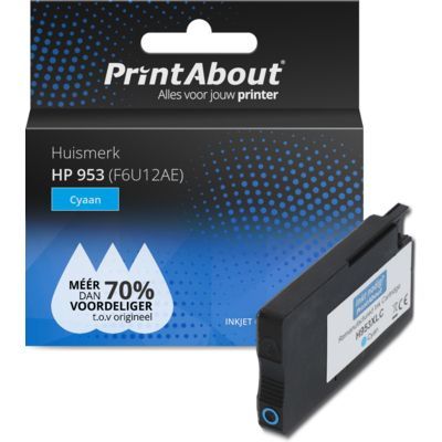 PrintAbout Huismerk HP 953 (F6U12AE) Cyaan | Compatible Ink Cartridge
