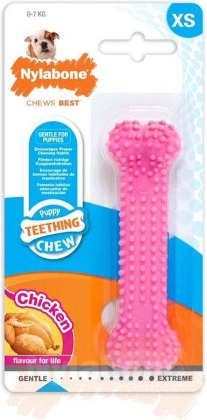 Nylabone Puppy Kauwbot - Kipsmaak - Roze - XS