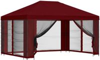 vidaXL Tuinpaviljoen met zijwanden, 4 x 3 meter, bordeauxrood