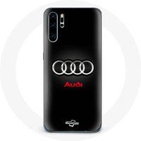 Audi Logo Metaal zwarte achtergrond Maniacase Hoesje voor Huawei P30 Pro