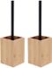 Tendance Toiletborstel Cuba - 2 stuks - Bamboe/Staal - Vierkant - H35 x D10 cm