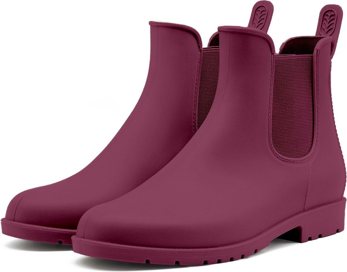 Geweo Regenlaarzen - Wellington Chelsea Laarzen - Kort Boots - Waterdichte - Dames - Rood - Maat 38