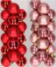 Decoris Kaemingk B.V. 32x stuks kunststof kerstballen mix van rood en oudroze 4 cm