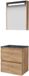 Basic-Line Premium 46 Badkamermeubelset - 80 x 46 cm - Greeploos - 2 Lades - Hardstenen Wastafel - Zonder Kraangat - Spiegelkast met LED Verlichting - Whisky Oak