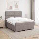 vidaXL Boxspringbed met matras met hoofdeinde Taupe 140 x 190 cm Stof