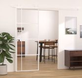 vidaXL Schuifdeur - 76x205 cm - ESG-glas - aluminium - wit - groen