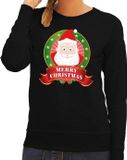 Bellatio Decorations Shoppartners Bv Foute kersttrui / sweater Santa - zwart - Merry Christmas voor dames XL
