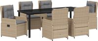 vidaXL Tuinset, 7-delig, beige en lichtgrijs, van polyrotan