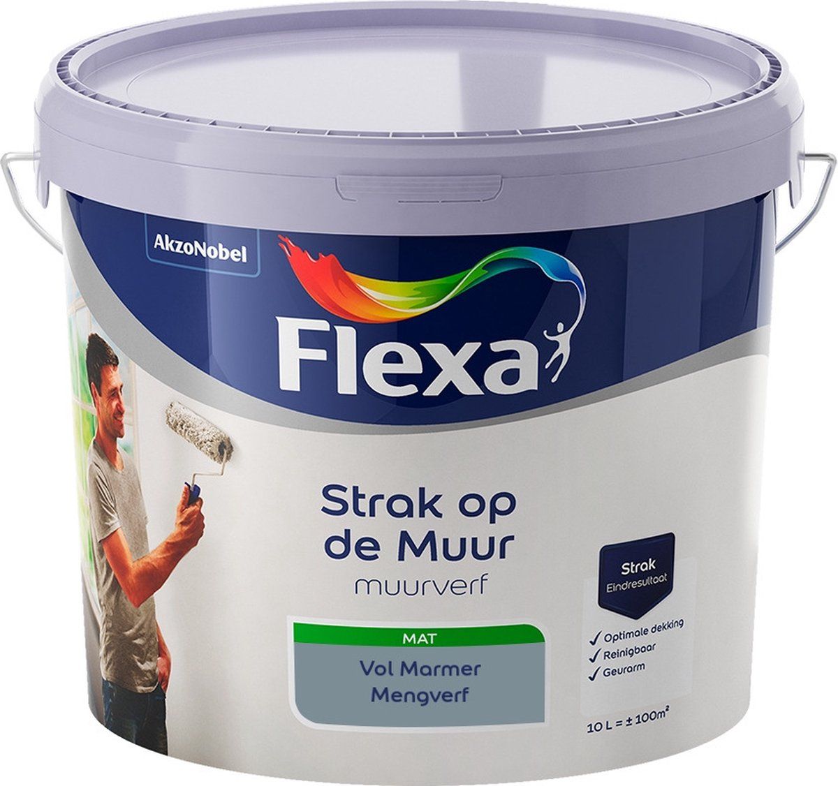 FLEXA Strak op de Muur Muurverf - Mat - Mengkleur - Vol Marmer - 10 liter