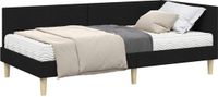 vidaXL Hoekbedframe met Matras Zwart 90 x 190 cm Stof