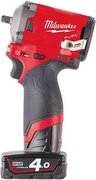 Milwaukee M12 FIW38-422X 12V Li-Ion Accu slagmoersleutel set 1x 2.0Ah + 1x 4.0Ah accu in HD-Box - 339Nm - 3/8 - koolborstelloos