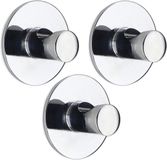 Tendance Plakhaakje rond - 3x stuks - Diameter 4 cm - Zelfklevend - Zink - Zilver