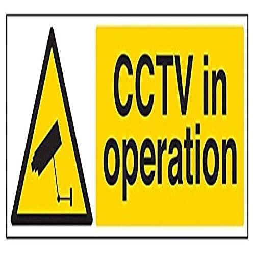 V Safety vsafety 63021bj-s "CCTV in Operationation" Let op algemene schild, zelfklevend, landschap, 450 mm x 150 mm, zwart/geel
