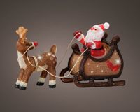 Lumineo LED kerstfiguur acryl kerstman met slee 90 lampjes 82,5 x 33 x 47cm