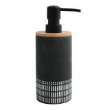 Spirella Yuma Polyresin & Bamboe Zeepdispenser Donkergrijs & Wit