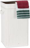 Merkloos 3x wasmand bamboe - wasbox opvouwbaar - 70L - vierkant - 63x36x36 cm - wit