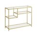 Vasagle LGT022A61 Table console, verre trempé, cadre en métal, 35 x 100 x 80 cm, doré
