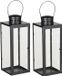 Mica Decorations Lantaarn / windlicht Arzilla - 2 stuks - Zwart - Metaal - 13 x 34 cm