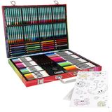 COLORBABY Tekenset voor kinderen, kunstset, 130-delig, viltstiften, kleurpotloden en grafietpotloden, kleurpotloden, puntenslijper, gum, notitieblok, metalen koffer met handvat, + 3 jaar (39562)