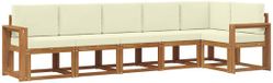 vidaXL - Hoek loungeset - 6 zitplekken - Naturel en crème - Acacia hout