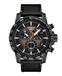Tissot Heren Supersport Chrono Basketball Edition 316L roestvrijstalen kast met zwarte PVD-coating quartz horloge, zwart, leer, (T1256173608100)