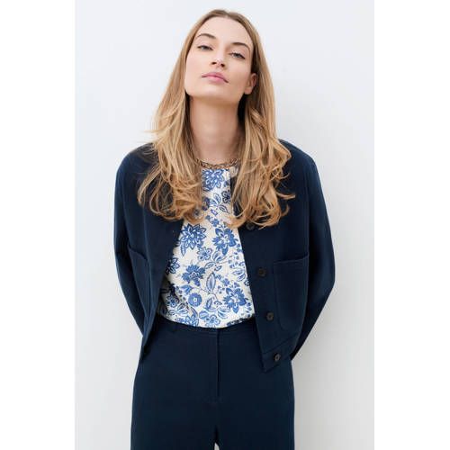 Caroll jasje met linnen marineblauw